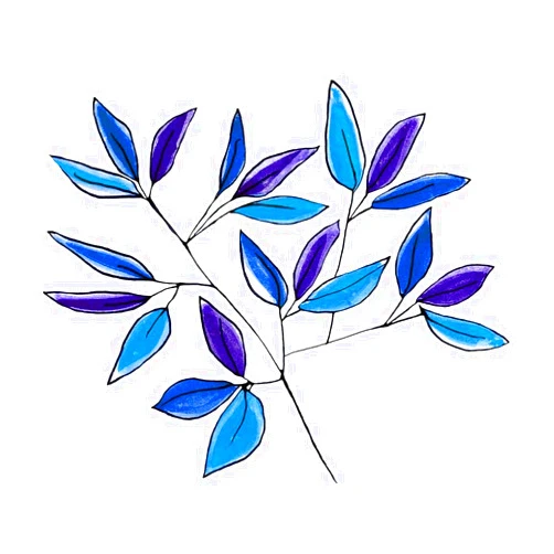 ArtDirect Blue Floral Branches 2 16x16 UnFramed Art Print Poster Ready for Framing by Channell, Michele