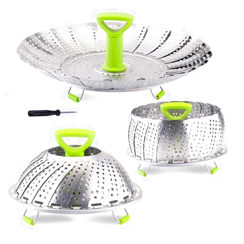 LTWQLing Vegetable Steamer Basket, Stainless Steel Folding Steamer Basket Insert for Veggie Fish Seafood Cooking, Expandable to Fit Various Size Pot (5.1