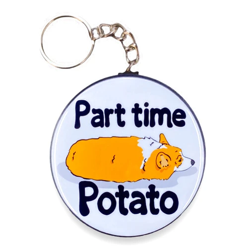 The Cloudy Corgi Corgi Keychain, Retro Dog Key Ring, Pet Portrait Gifts & Accessories, 2.25