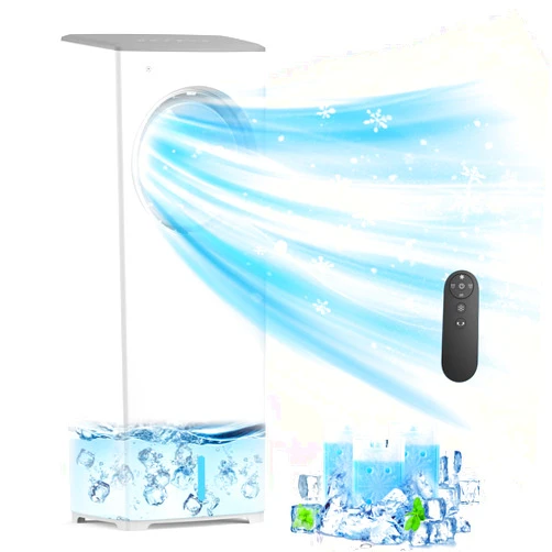 EFFANCOL Evaporative Air Cooler, 3-IN-1 Swamp Cooler 24ft/s, Portable Air Conditioners Windowless w/Remote, 15H Timer, 80°Oscillation, Water Tank, 3 Ice Packs, Ac Cooling Fan for Indoor Room Bedroom White
