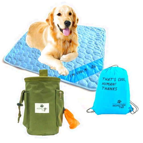 INSPECTOR TAIL Dog Kit | Treat Pouch + Cooling Mat w String Bag | Supplies for Small Medium & Large Pets