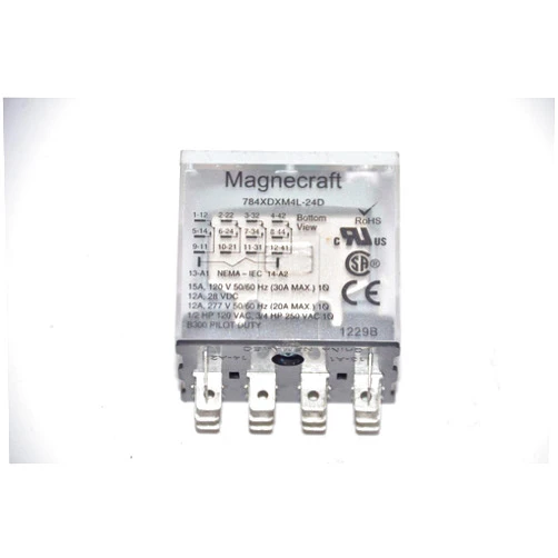MAGNECRAFT Plug in Relay, 14 Pins, Square, 24VDC