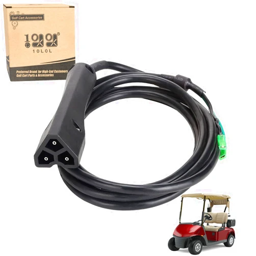 10L0L Golf Cart 48V Battery Charger Plug for EZGO TXT & RXV, 3-Pin Triangle Handle Plug with 8 inch DC Cable Cord, OEM# 611218 604321 8009