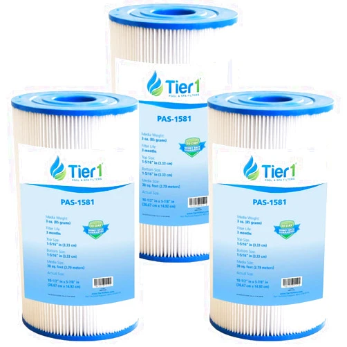 Tier1 Pool & Spa Filter Cartridge 3-pk | Replacement for Watkins 31489, Filbur FC-3915, Unicel C-6330, C-6430, Pleatco PWK30, SD-00328 and More | 30 sq ft Pleated Fabric Filter Media