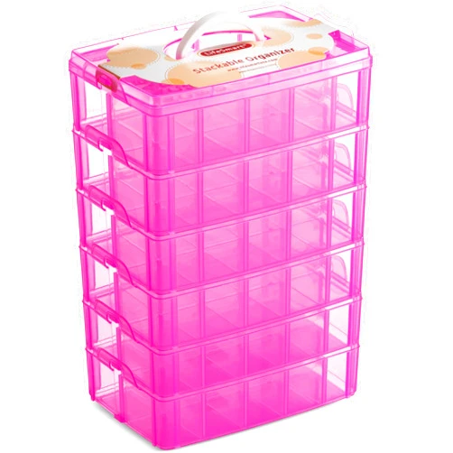 LifeSmart Stackable Bead Storage Organizer Box | DIY Art Craft Case Storage with Adjustable Compartments | Small Plastic Containers with Dividers for Toys, Jewelry, Fishing Tackles and Sewing Supplies