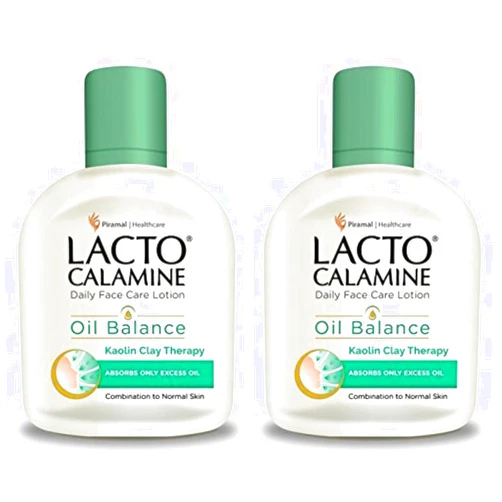 Lacto Calamine Face Moisturizing Lotion for Normal to Combination Skin | Excess Oil Absorbing & Pore Refining Moisturizer | Mattifying & Non Greasy | 4.06 Fl Oz/120ml (Pack of 2)
