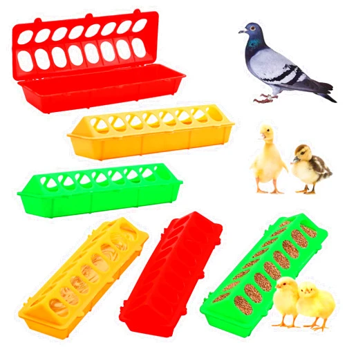 ZHEQOGZH 6 Pieces Plastic Flip Top Bird Small Poultry Feeder Quail Chick Feeder Waterer Poultry Feeding Tray Trough Dish Dispenser No Mess No Waste for Brooder Chickens Ducks Quails Pigeon Birds
