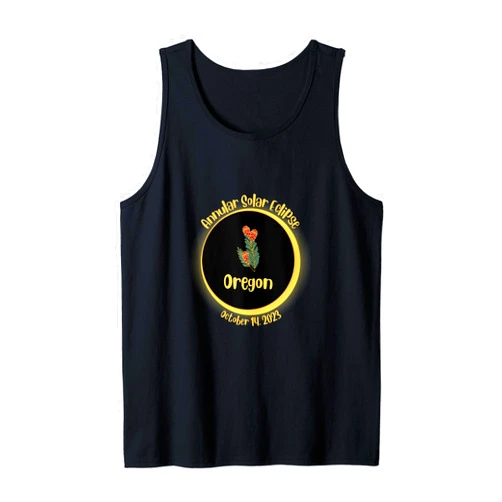 Solar Eclipse Earth Path Co. Annular Solar Eclipse on October 14, 2023 Over Oregon Tank Top