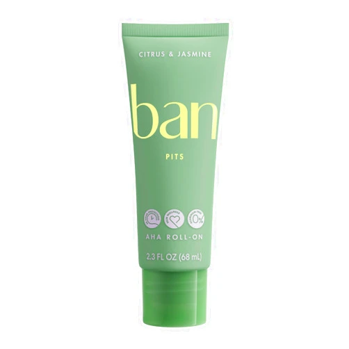Ban Invisible Roll-On Aluminum-Free AHA Deodorant for Women and Men, Aluminum Free, 48-Hour Odor Protection, Citrus & Jasmine, 2.3 Oz