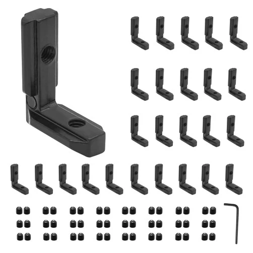 SeekLiny 26Pcs 3030 Inside Joint Corner Brackets Set with Screws, 3030 Inside Corner Angle Connector for 3030 Series Aluminum Extrusion Hardware Accessories Black