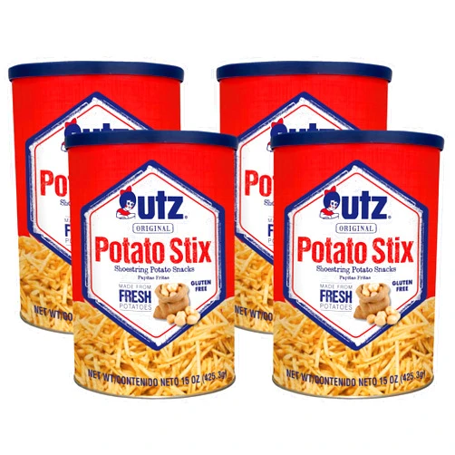 Utz Potato Stix, Original – 15 Oz. Canister – Shoestring Potato Sticks Made from Fresh Potatoes, Crispy, Crunchy Snacks in Resealable Container, Cholesterol Free, Trans-Fat Free, Gluten-Free Snacks