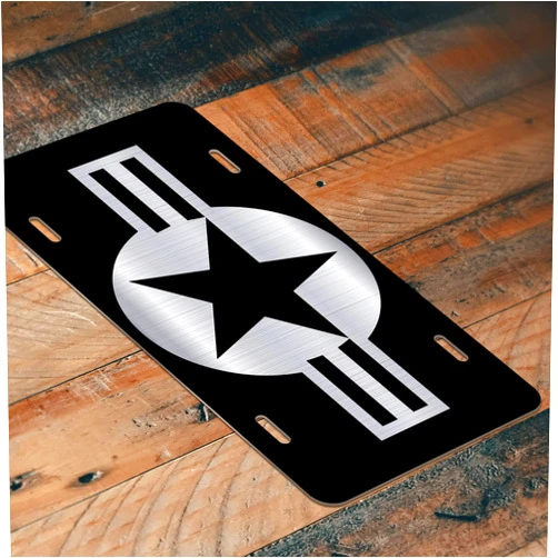 DHDM Designs USAF Roundel Etched Aluminum License Plate | 6-Inches by 12-Inches | Car Truck RV Trailer Wall Shop Man Cave | VLP855