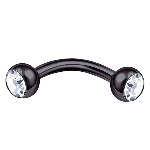 MATIGA Black Titanium 16g 5/16 8mm Curved Barbell Ring Piercing Jewelry Rook Lip Tragus Cartilage Eyebrow 4mm Crystal More Choices