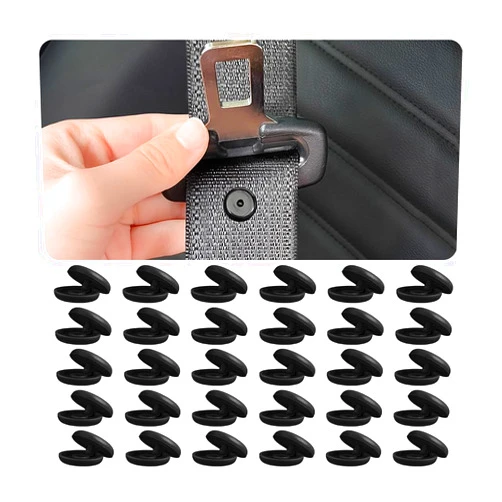 Zipelo 30 Pcs Car Seat Belt Button Stop, Universal Snap-on Seat-Belt Stopper Clips Snap, Prevent Seat Belt Buckle button From Sliding Down, Vehicle Interior Accessories for Most Car (Black)