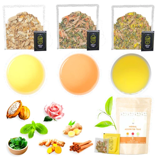 SACHS TEA 1773 Single Estate Herbal Tea Assortment, Tea Sampler - 03 Premium Full Leaf Herbal Teas ( Vienamese Herbal Roots, Mother's Mint, Green Lotus Jade) | Flavor Notes (Earthy, Herbaceous, Vegetal) | Suger-Free, NON-GMO, Keto - (Pack of 30 Large Handcrafted Sachets, 2.6oz)