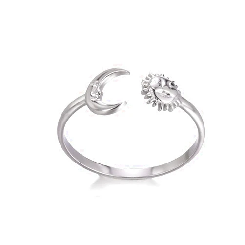 JczR.Y Sun and Moon Rings Stainless Steel Crescent Sun Rings for Women Gold Open Rings Middle Index Finger Jewelry Gift