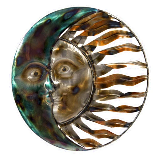 Metal Wall Art Crescent Moon Sun Wall Decor Indoor Outdoor Garden Wall Decor - Windswept