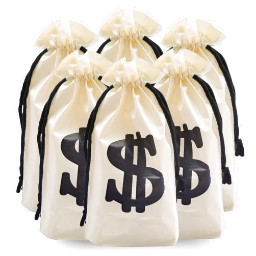 Eylola Money Bags, 48Pcs 6.3 x 9 Inch PE Dollar Sign Bags, Casino Theme Party Decorations, Boss Baby Birthday Gift Bags, Goody Bags for Various Occasions