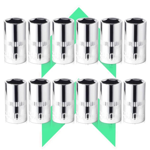 HouseUp [12pcs] Durable 10mm Socket, 1/4 socket set,Shallow Socket 1/4 Inch Drive 10mm 6 Point, CORROSION RESISTANCE