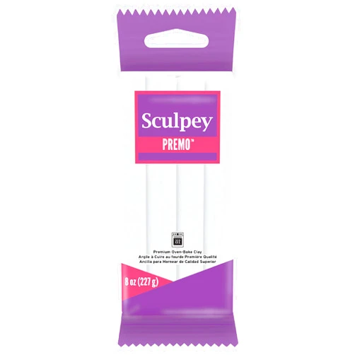 Sculpey Premo Polymer Oven-Bake Clay, White, Non Toxic, 8 oz. bar, Great for jewelry making, holiday, DIY, mixed media and home décor projects. Premium clay Great for clayers and artists.
