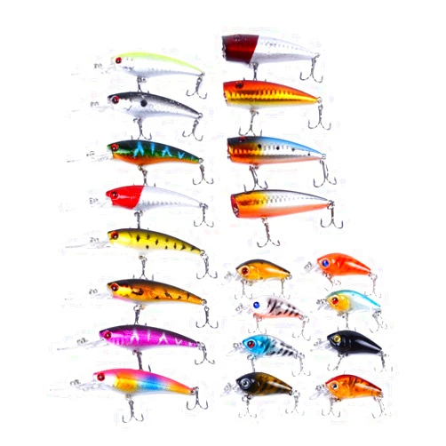 Aorace Fishing Lures Kit Mixed Including Minnow Popper Crank Baits with Hooks for Saltwater Freshwater Trout Bass Salmon Fishing