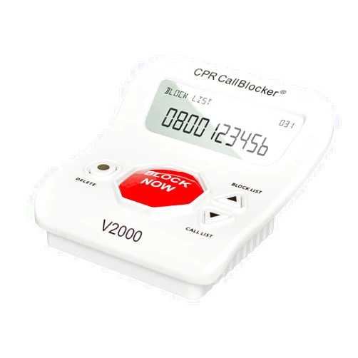 CPR Call Blocker CPR V2000 Call Blocker for Landline Phones | Answering Machine | Home Cordless Phones | Works with All Analog Telephones | Caller ID Service is Required (White)