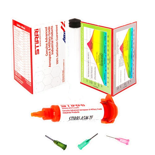 STIRRI-ASM-TF no-clean universal soldering tacky paste flux (ROL0) - 5g syringe kit - for automated soldering machines - low voiding easy cleaning industrial solder paste flux