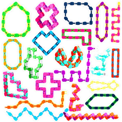 Yunsailing 80 Packs Wacky Tracks Snap Fidget Finger Sensory Snake Puzzles Bike Track Chain Toy Bulk Fidget Toys Snake for Kid Adult Stress Relief Party Classroom Home Travel Multi Color(24 Links)