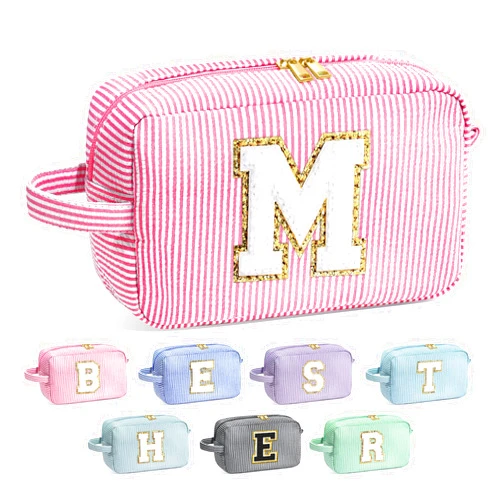 YOOLIFE Gifts for Teen Girls - Teen Girl Gifts Trendy Stuff, 5 6 7 8 9 10 11 12 13 14 15 16 Year Old Girl Birthday Gifts, Teenage Girl Gifts, Monogram Initial Makeup Toiletry Bag for Teen Girls Kids M