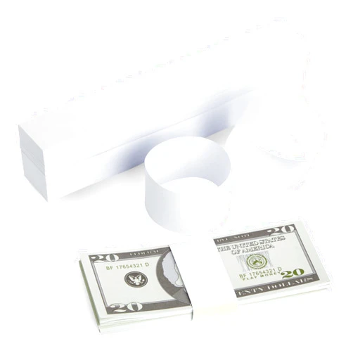 Juvale 300 Pack Money Bands for Cash, Blank Self-Adhesive Currency Straps, Bill Wrappers (White, 7.8x1.2 in)