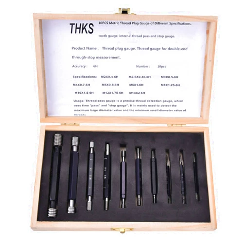 Shipenophy 10Pcs Thread Plug Gage Double-End Through-Stop Measurement Hand Tool Thread Plug Gauge(Metric Thread)