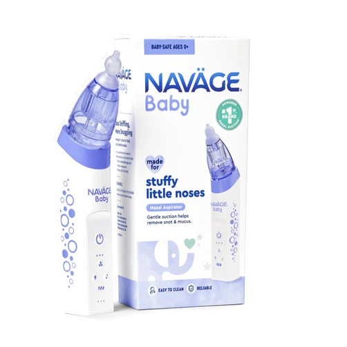 Navage Baby Nasal Aspirator - Gentle, Pediatrician Recommended Nasal Aspirator for Baby Congestion & Stuffy Noses - Baby Nose Sucker w/ Lights, Lullabies & BPA Free Silicone Tips