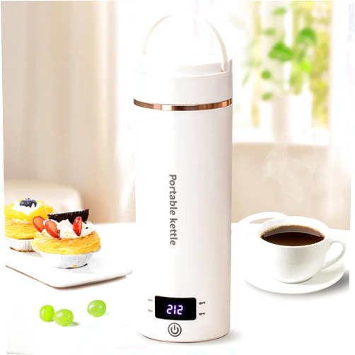 Touxila Travel Electric Kettle Portable Mini Kettle,Small Hot Water Boiler with 4 Temperature Settings,304 Stainless Steel,Fast Boiling Water with Auto Shut-Off and Boil Dry Protection (Beige, 400ML)