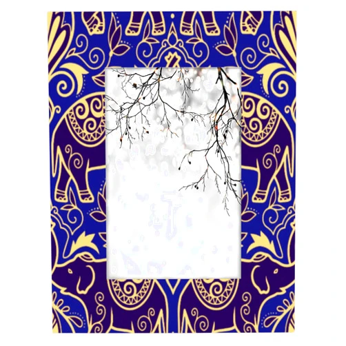 POFATO Elephant Leaves 5x7 Picture Frame Wooden Picture Frames for Wall Hanging & Tabletop Decor Display 5x7 or 5x5 Picture Collage Family Weddings Christmas Photo Frame for Gift