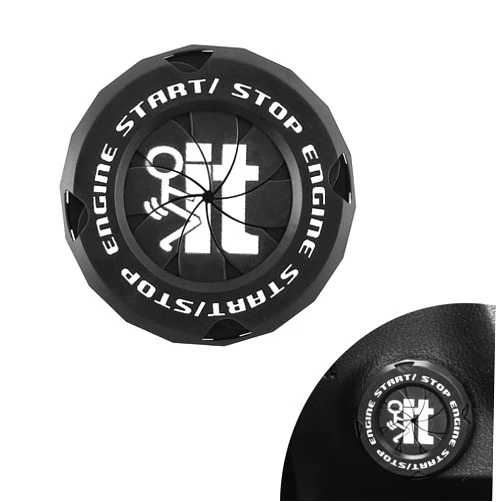 JUSTTOP Rotary Push to Start Button Cover, F_ck It Car Engine Start Stop Button Protective Cover, Car Accessories Ignition Key Switch Cover, Universal Button Decoration Ring(Black)