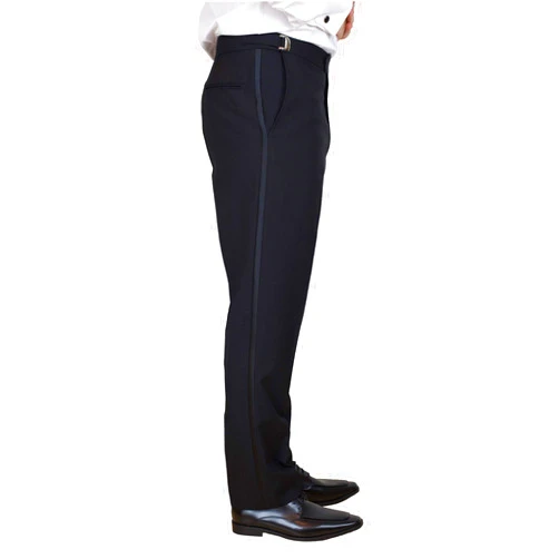 Sir Gregory Men's Fitted Flat Front Tuxedo Pants Formal Satin Stripe Trousers with Adjustable Waistband