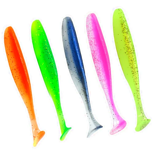 HEXJOZEI Soft Fishing Lures, 100PCS/50PCS Soft Plastic Baits Kit with Box for Fishing Trout Redfish Saltwater/Freshwater, 10 Mixed Colors/5Mixed Colors(50PCS/9cm/4.8g)