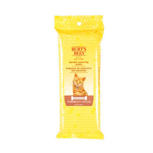 Burt's Bees for Pets Cat Naturally Derived Dander Reducing Wipes - Kitten and Cat Wipes for Grooming, 50 Count - Cruelty Free, Formulated without Sulfates and Parabens, Made in the USA