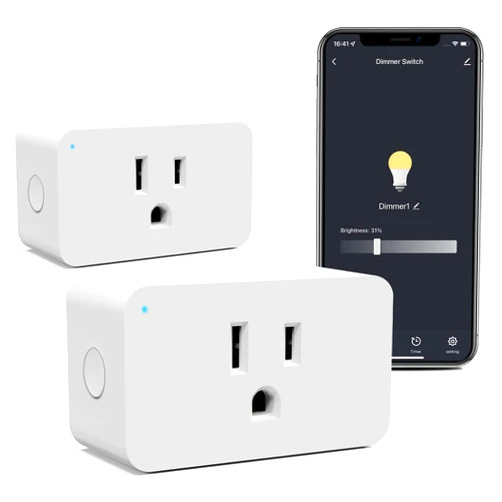 Eva's Light WiFi Smart Dimmable Plug 2 Pack, Smart Plugs for Voice Control, Mini Dimmer Switch Outlet Dimmable LED, CFL, Halogen and Incandescent Bulbs, Lamps, 2.4GHz, No Hub Required