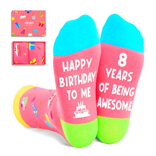 Zmart Birthday Gifts for Girls 2-12 Years Old - Socks for Girls Boys Age 2-12, Presents for Kids 2-12 Year Olds, Pink