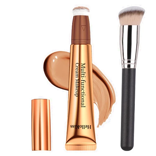 Arindar Contour Beauty Wand,Liquid Face Concealer Contouring Highlighter Blusher Stick with Cushion Applicator, Blush Contour Bronzer Wand, Natural Lightweight Blendable Face Shades Stick (01 Light Brown)