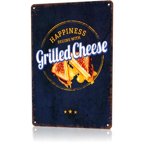 LAHUTK Funny Signs Grilled Cheese Sandwich Tin Sign Vintage Metal Signs For Restaurant Kitchen Bar Cafe Wall Decor 8x12inch