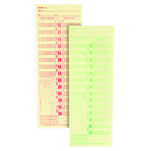 TOPS Time Cards, Bi-Weekly, 2-Sided, Numbered Days, 3-1/2