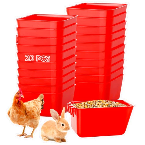 Tideme 20 Pcs Cage Cups 16 oz Chicken Feeder Waterer Birds Feeders Hanging Bunny Cage Feeder Chicken Water Bowl Feeding Seed Bowl for Pet Parrot Rooster Parakeet Gamefowl Poultry Pigeon Wire Cage
