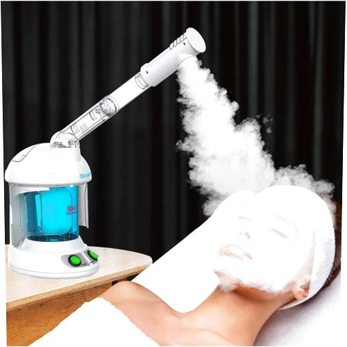 Denfany Facial Steamer - DENFANY Nano Ionic Face Steamer with Extendable 360° Rotating Arm - Portable Facial Steamer for Personal Care at Home or Salon (Blue)