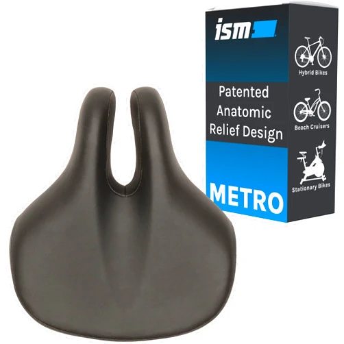ISM Comfort Series Noseless Bike Saddle for Upright Riders - Anatomic Relief Bicycle Saddle for Hybrid, Police, Commuter Bikes, and Beach Cruisers - Wide and Thick Comfortable Bike Seat for Men/Women