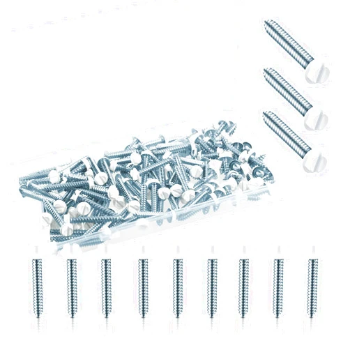 Shimeyao 120 Pcs #8 White Gutter Screws White Hex Washer Head Screws Self Tapping for Gutter and Downspout(1-1/4 Inch)