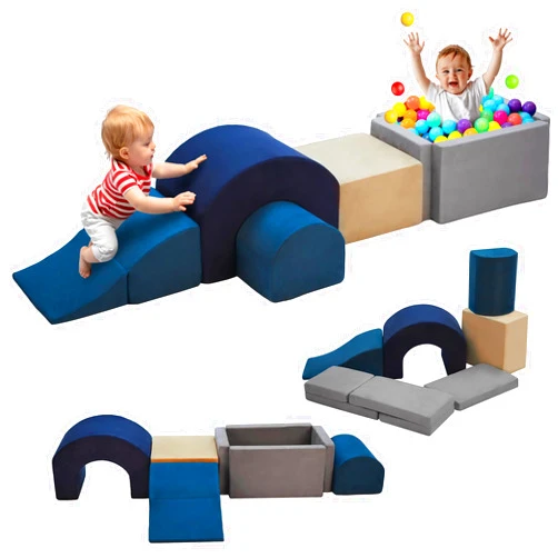 Kinevoli 7 Pieces Climbing Toys and Blocks - Indoor Soft Foam Climber PlaySet for Toddlers, Kids, and Babies Ages 1-3 - Perfect for Crawling and Ball Pit Play
