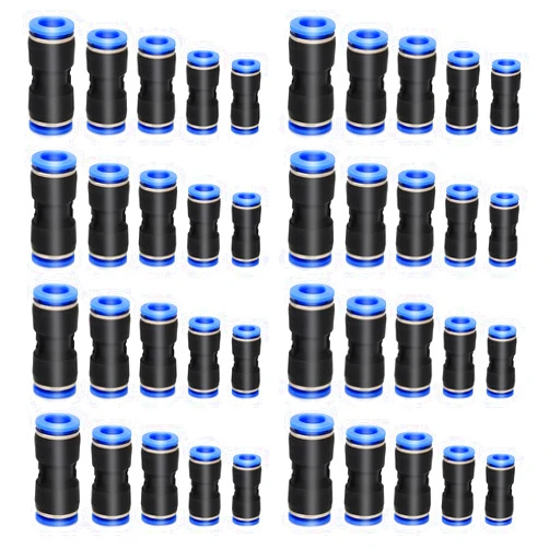 ROZESAZZ zjxed 40 Pcs Straight Push Connectors, 4mm 6mm 8mm 10mm 12mm Air Line Fittings,Quick Release Plastic Push to Connect Fittings Kit for 5/32 1/4 5/16 3/8 1/2 Tube