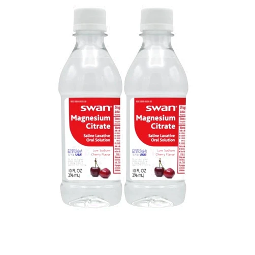 Swan Magnesium Citrate Oral Laxitive Solution for Occasional Constipation Cherry Flavor (2 10oz Bottles)